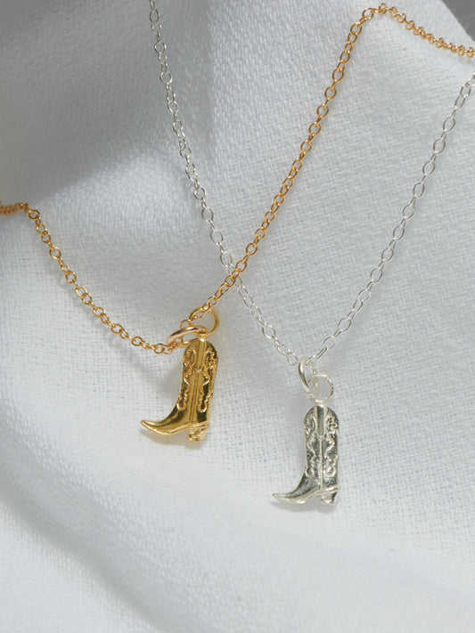 Gold or Silver Cowboy Boot Necklace